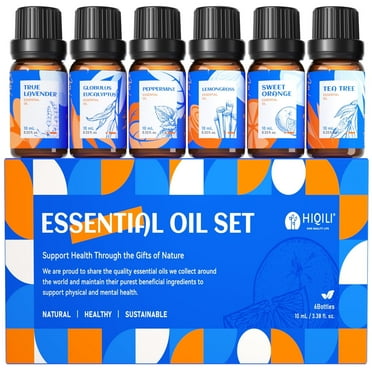HIQILI Pure Essential Oil Set, 6PCS*10ML for Relaxing Skin Care Diffuser Humidifier