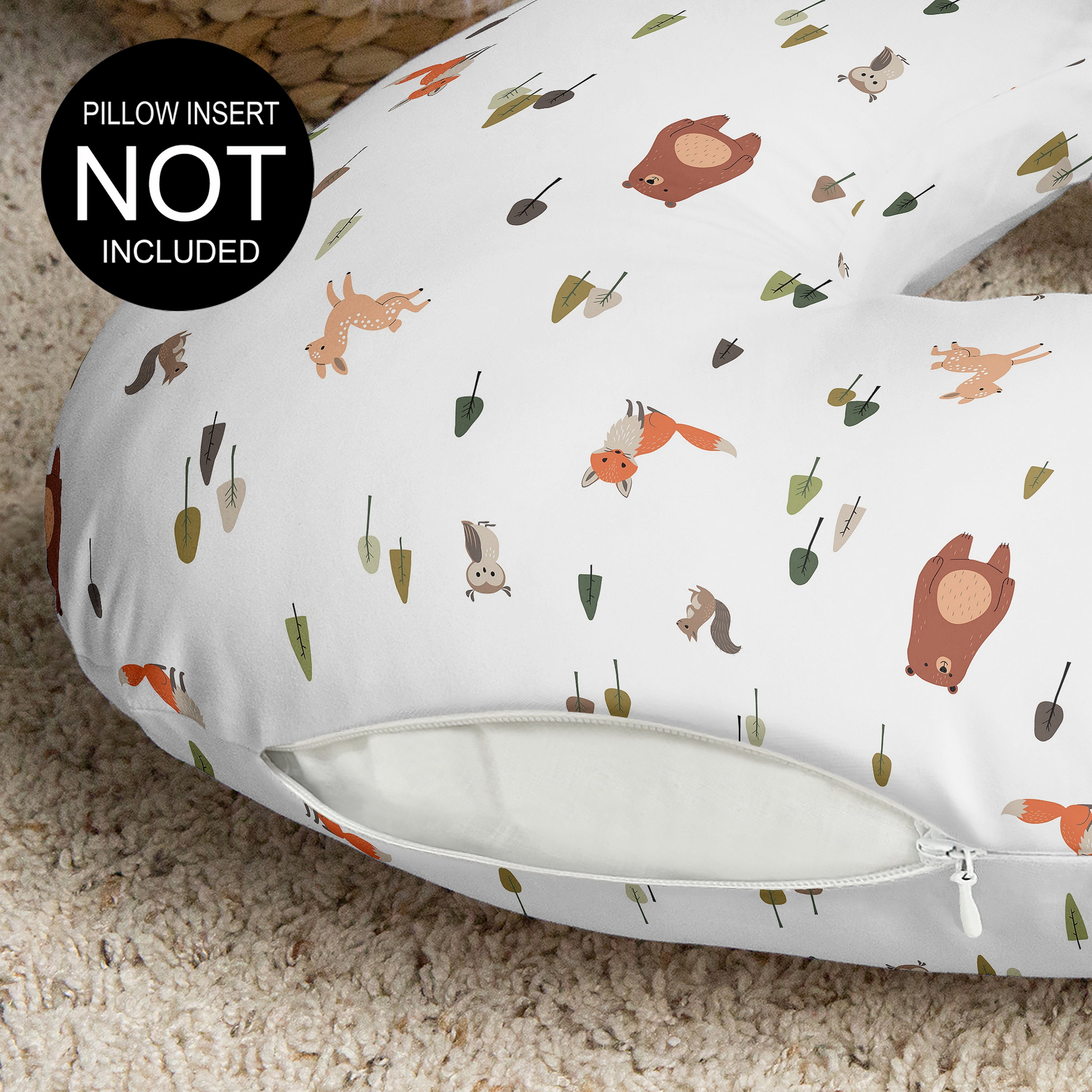 Sweet Jojo Designs Woodland Animal Pals Boy, Girl, Unisex/Gender Neutral Nursing Pillow Cover Case (Pillow Not Included)