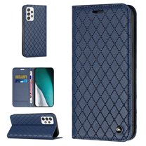 Samsung A52 Wallet Case, Luxury Premium PU Leather Rhombus Diamond RFID Blocking Card Holder Slot, Shockproof Magnetic Closure TPU Case Flip Cover with Kickstand For Samsung Galaxy A52 5G/4G,
Blue