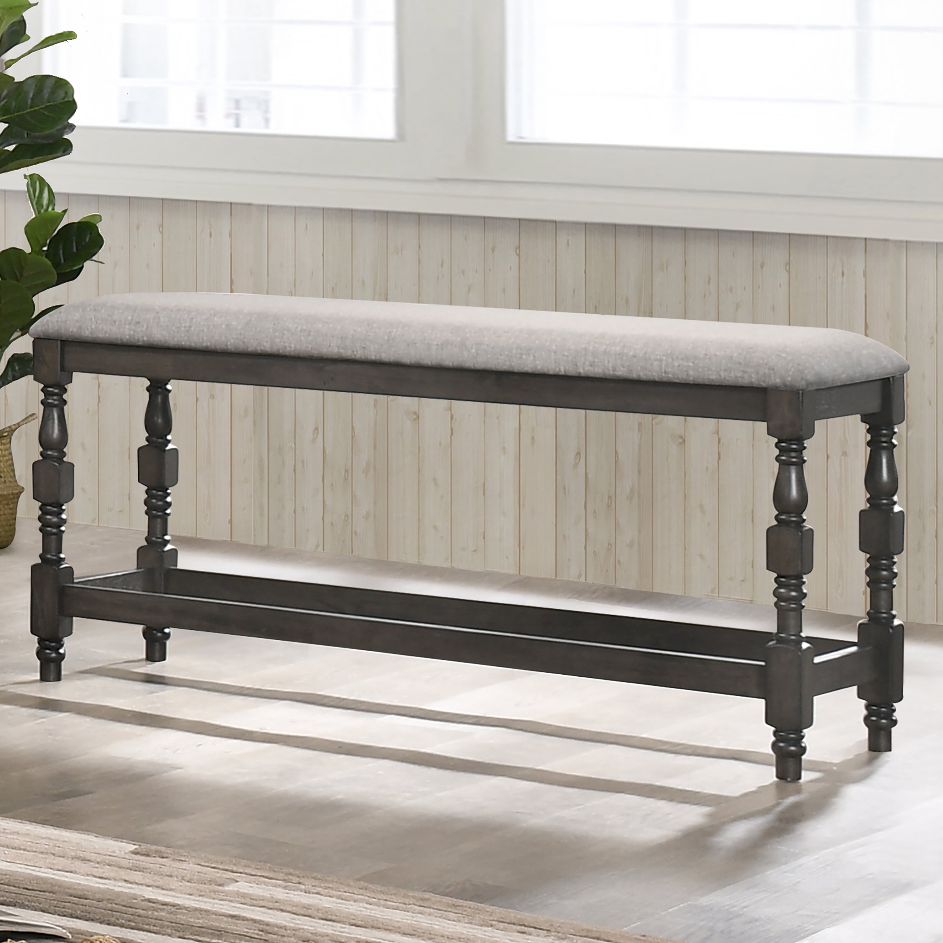 Furniture of America Yelle Padded Counter Height Bench, Gray