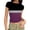 Purple, variant on UAMVSH Womens Tops Color Block Short Sleeve Ribbed Knit T-Shirts Casual Slim Fitted Crewneck Cropped Tees Going Out Outfits