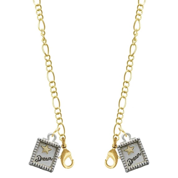Two-tone Shadow Box ''Dream'' with Star Goldtone Face Mask Necklace