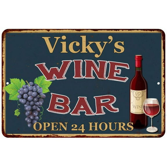 Vicky's Green Wine Bar Wall Decor Kitchen Gift 8x12 Metal 108120043257
