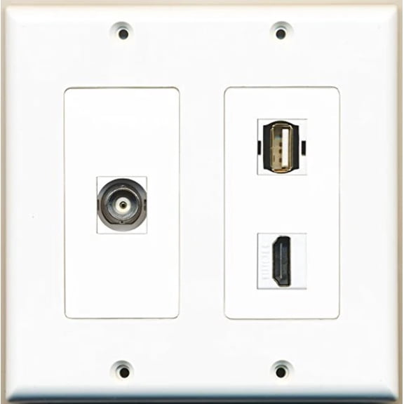 RiteAV - 1 Port HDMI 1 Port USB A-A 1 Port BNC - 2 Gang Wall Plate