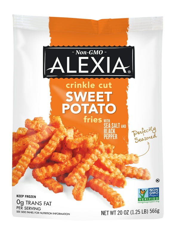 Alexia Crinkle Cut Sweet Potato Fries with Sea Salt and Black Pepper, Non-GMO Ingredients, 20 oz (Frozen)