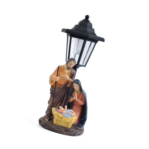 Handcrafted Solar Operated Light Nativity Manger Scene Resins Ornament Christian Religious Outdoor Garden Lawns Decors