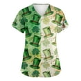 thumbnail image 2 of St Patrick's Day Print V Neck Short Sleeve Workwear Top for Women Fashion Scrub Tops with Pocket Casual Work Shirts 2026 Light Green S, 2 of 5