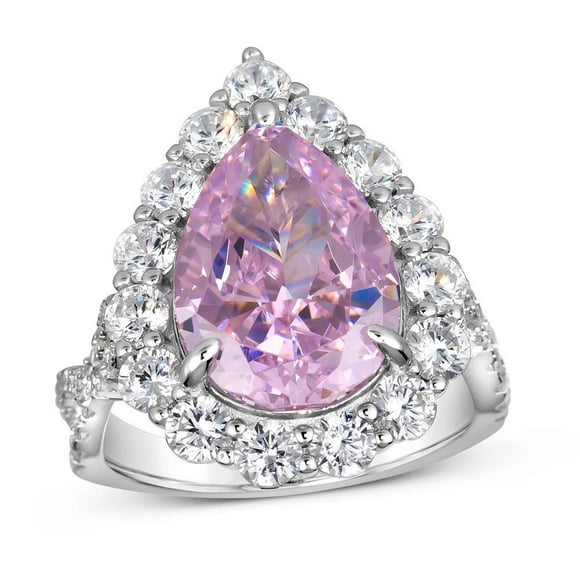 Quelque Chose d'Emprunté. Quelque Chose de Neuf. Quelque Chose de Rose. Ravive Sa passion avec TheJewelryHut Bague Cocktail en Argent Plaqué Platine Inspirée du Vintage, Couleur Rose et Blanche Cristalline