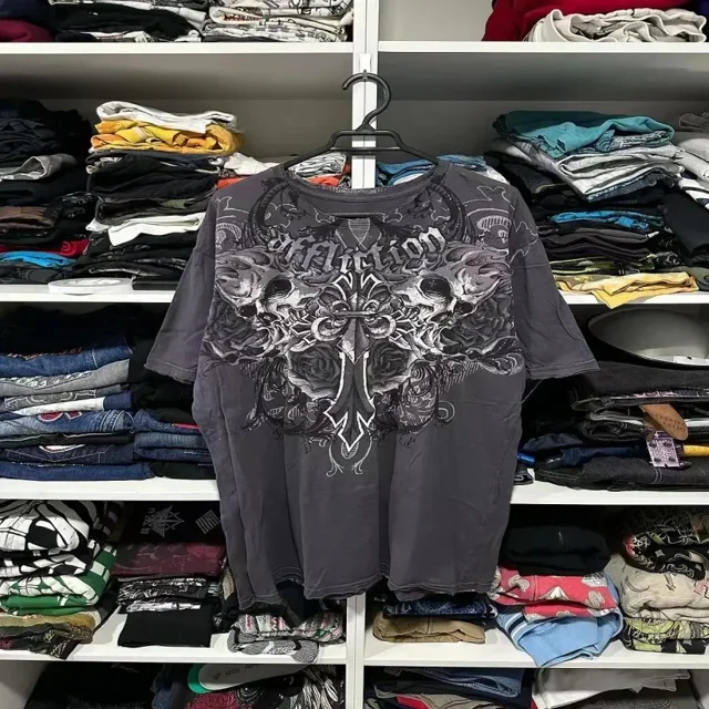 Camiseta Y2K para hombre, ropa gótica, Hip Hop, Vintage, cuello redondo, gran tamaño, manga corta, Tops informales, ropa de calle