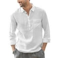 thumbnail image 2 of Borniu Mens Shirts,Long Sleeve Shirts for Men,Casual Solid Color V-Neck Collar Long Sleeve Pullover Blouse Tops Clearance, 2 of 6