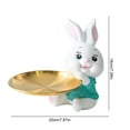thumbnail image 2 of Cute Rabbit Storage Tray Resin Sculpture Key Tray Home Decor(Green rabbit), 2 of 7