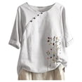 thumbnail image 1 of Chandail à Manches Courtes pour Femmes, Chemise Ample à Fleurs, Blouse Imprimée, Tee-Shirt Extensible, Col Roulé, Manches Longues, 1 of 5
