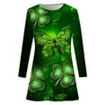 thumbnail image 3 of Riforla Ladies Fashion and Comfortable St. Patrick's Festival Green Theme Featuring Printed Round Neck Long Sleeve Casual Dress 2 Dresses for Women Beige M, 3 of 5