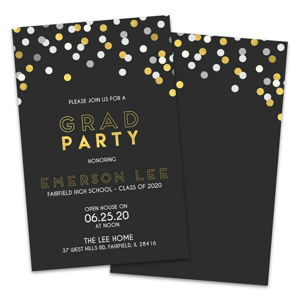 Personalized Gold Confetti Graduation Party Invitation Walmart Com Walmart Com