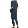 thumbnail image 3 of ZANZEA Womens Sets Solid Color O-Neck 3/4 Sleeve Tops Casual Trousers Suit, 3 of 3