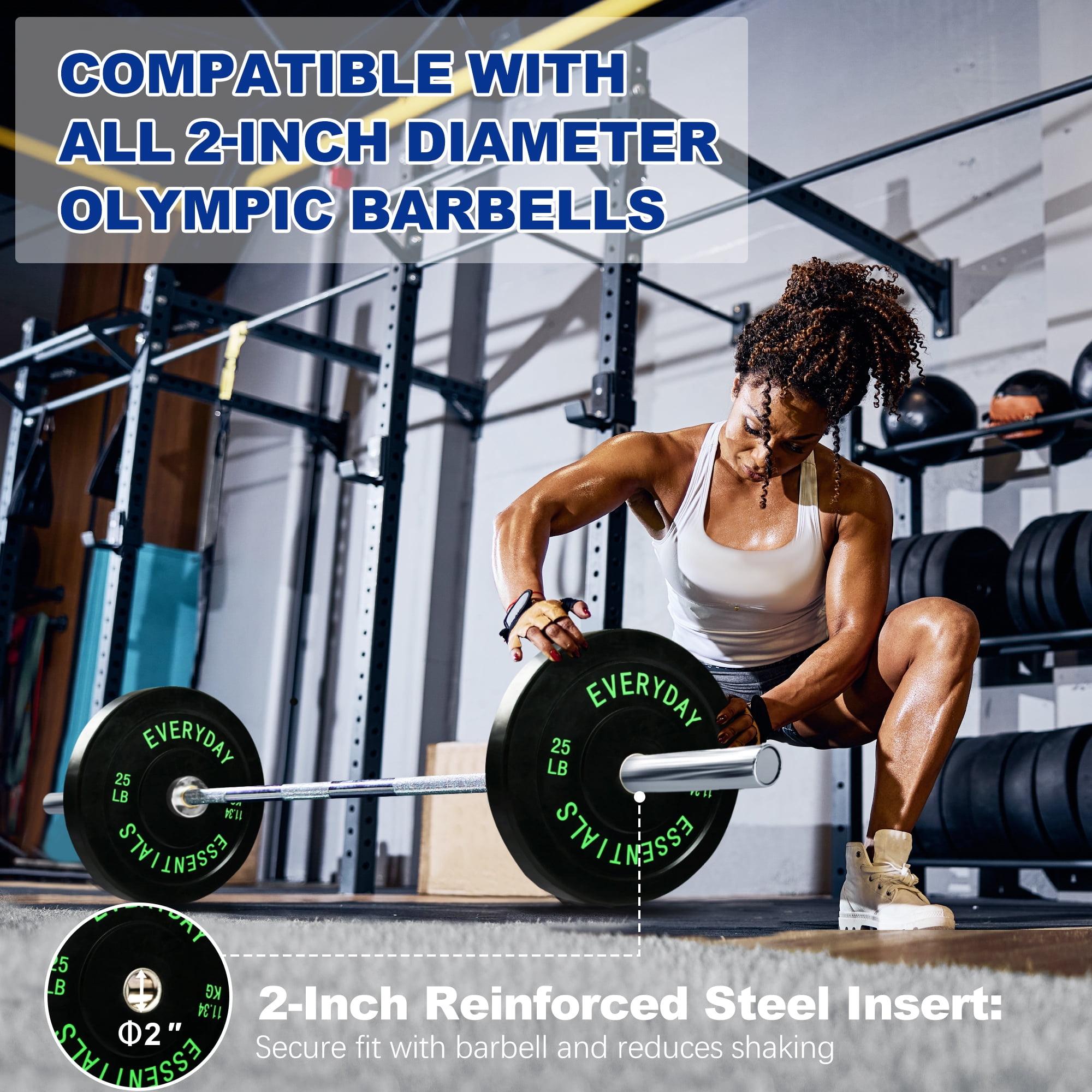 BalanceFrom Olympic Bumper Plate Weight Plate with Steel Hub, Black, 25 lbs, Single
