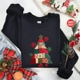 thumbnail image 2 of Retro Patchwork Christmas Tree Shirt: Preppy Xmas Comfort Colors Shirt - Faux Embroidery Christmas Sweatshirt, 2 of 5