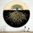 thumbnail image 2 of Designart 'Tree Silhouette With Underground Roots' Traditional Circle Metal Wall Art 29x29 - Disc of 29, 2 of 5