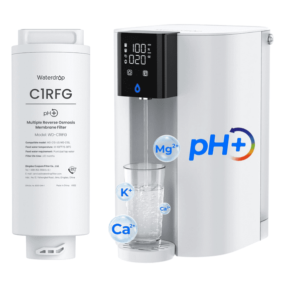 Waterdrop C1SL Countertop Reverse Osmosis System, 7-Stage Countertop Reverse Osmosis Water Filter, No Installation Required, 3:1 Pure to Drain, Reduce PFAS, BPA Free,with Extra 1 Filter