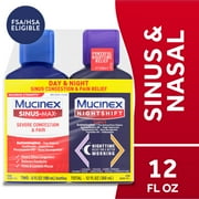 Angle View: Mucinex Sinus-Max Severe Congestion & Pain & Nightshift Sinus Medicine, Headache Relief, 2x6 fl oz