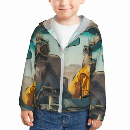 

Gaeub Desert Monkeys Drive Print Athletic Sun Protection Hoodie for Kids Long Sleeve Outdoor UV Shirt Running Fishing Top for Boys Girls-5 Years