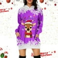 thumbnail image 2 of Women's Christmas Lighted Deer Print Hoodie Dress Cozy Casual Long Sleeve Holiday Party Wear Festive Winter Outfit Comfortable Pullover, 2 of 2