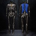 thumbnail image 5 of Halloween Skeleton Jumpsuits for Women Long Sleeve Mock Neck Faux Print Zip Up Bodysuit Tight, 5 of 5