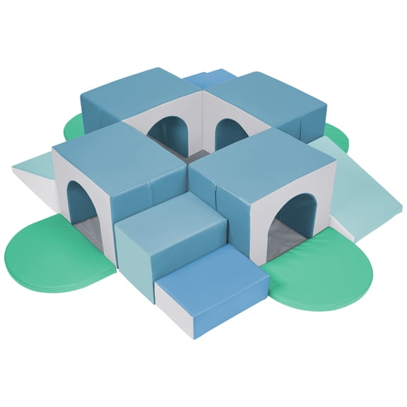 ECR4Kids SoftZone Four Tunnel Maze 360 Degree Climber, Toddler Playset, Contemporary, 15-Piece