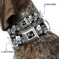 thumbnail image 2 of Buckle-Down Pet Collar, Dog Collar Metal Seatbelt Buckle, Robot Heads Checkers Black White, 16 to 23 Inches 1.5 Inch Wide, 2 of 8