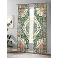 thumbnail image 4 of Sheer Curtains 108 Inches Long, Green Orange Beige Boho Light Filtering Window Curtains for Living Room, Retro Ethnic Tribal Abstract Art Rod Pocket Voile Sheer Curtain Drapes, 52"W x 108"L, 2 Panels, 4 of 8