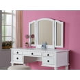 thumbnail image 2 of Bedroom Contemporary Vanity Set w Foldable Mirror Stool Drawers White Color, 2 of 9