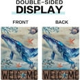 thumbnail image 5 of Whale Welcome Summer Garden Flag Sea Beach Burlap Garden Flag 12.5 x18 Inch Double Sided Rustic Seasonal Ocean Yard Flag Outdoor Decoration, 5 of 6