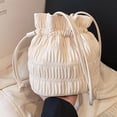 thumbnail image 3 of Bolso tipo cubo para mujer con cordón ligero plisado a la moda suave bolso de mano, 3 of 9
