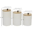 thumbnail image 4 of DecMode 9", 8", 7"H White Ceramic Textured Decorative Jars with Wood Lids and Black Beaded Accents, 3-Pieces, 4 of 14