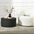 thumbnail image 4 of Modern Round Boucle Upholstered Ottoman with Soft Padded Seat, Multi-Functional Sofa Footrest, Side Table, Extra Seating for Living Room, Bedroom, Entryway (Black, 24" D x 24" W x 13" H), 4 of 8