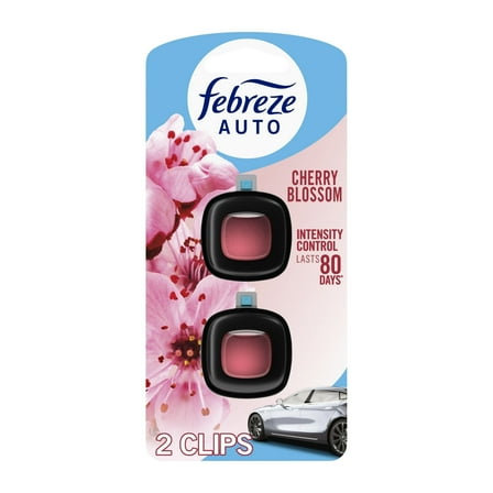 Febreze AUTO Air Freshener Vent Clip Cherry Blossom Scent, 2 Pack .07 fl oz each