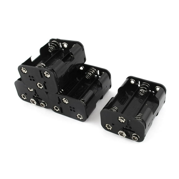 Unique Bargains 4Pcs Black Double Side 6 x 1.5V AA Battery Holder Storage Case Box