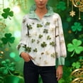 thumbnail image 7 of St. Patrick's Day Sweatshirt for Women Glitter Clover Graphic Ribbed Collared Long Sleeve Relaxed Fit Festive Holiday Clothes Top, 7 of 7