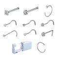 thumbnail image 1 of Dsseng Disposable Nose Piercing Gun Safety Self Nose Piercings Kit Surgical Steel Nose Rings Hoops, 1 of 8