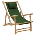 thumbnail image 1 of vidaXL Chaise Longue Bambou et Toile Verte, 1 of 5