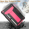 thumbnail image 4 of for iPad 9th/8th/7th Generation Case with Pencil Holder & Kickstand, Shockproof Drop Proof Kids Friendly Rugged Full Body Protective Case Cover for iPad 10.2 Inch 2021/2020/2019, Black + Rose, 4 of 4