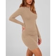thumbnail image 3 of BTFBM Womens Spring Fashion Long Sleeve Boat Neck Mini Dress Slim Fit Party Club Short Tight Basic Bodycon Dresses, 3 of 8