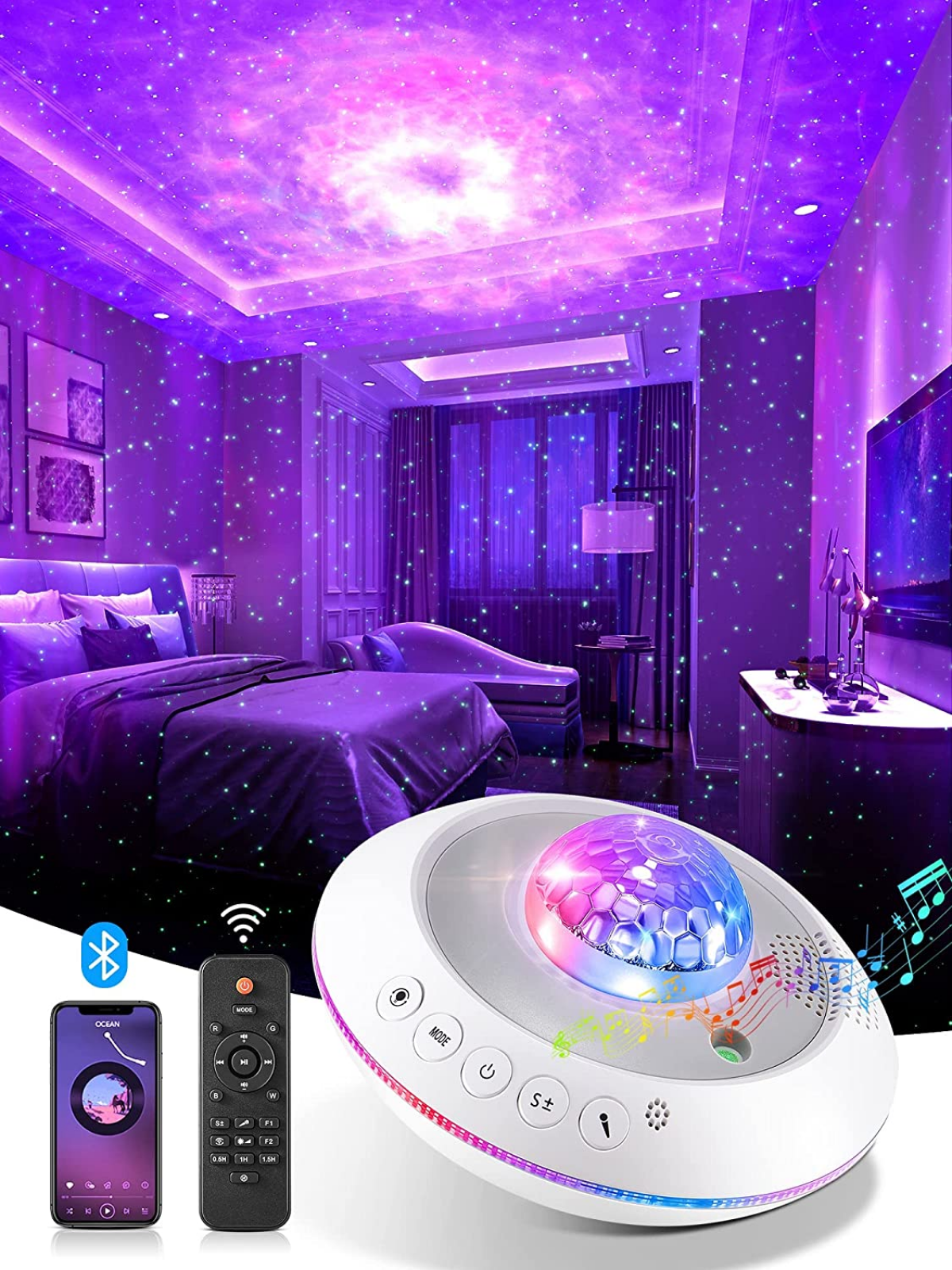 Star Projector Galaxy Light, Bluetooth 
