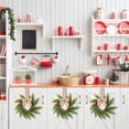 thumbnail image 5 of 1Pc Christmas Norfolk Pine Kitchen Cabinet Wreaths for Kitchen with Ribbon Bows Red Berry Small Window Wreath for Window Door Farmhouse Christmas Party Decorations, 5 of 5