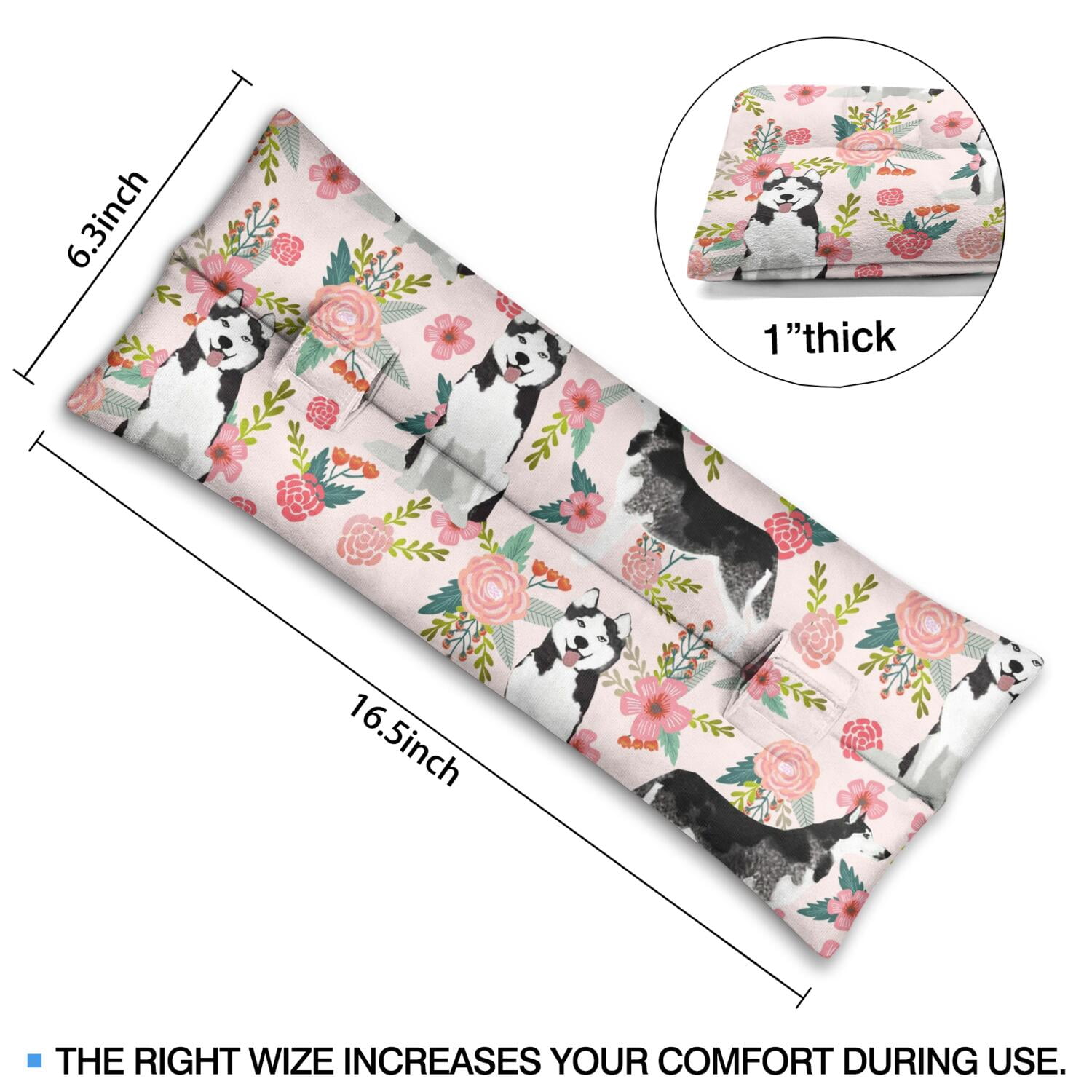 Dog Print Design Mastectomy Pillow for Car - Post Surgery Seatbelt Cushion - Soft Pressure Relief Pad for Breast Surgery