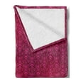 thumbnail image 2 of Magenta Soft Flannel Fleece Throw Blanket, Monochrome Flourishing Flowers with Leaves Pattern Royal Garden Design, Cozy Plush for Indoor and Outdoor Use, 70" x 90", Magenta and Purple, by Ambesonne, 2 of 5