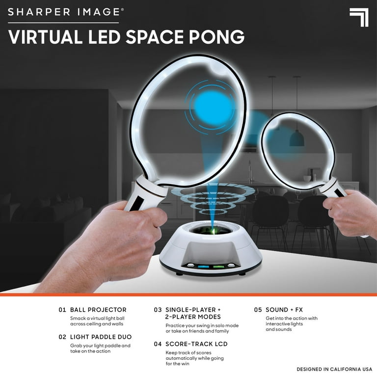 Sharper Image Virtual Space Ping Pong Game Set with Infrared Technology,  Projected Light Beam Ball, IR Emitter Rackets, Integrated Sound Effects,  Solo/Two Player Action, Great Gift For Children 