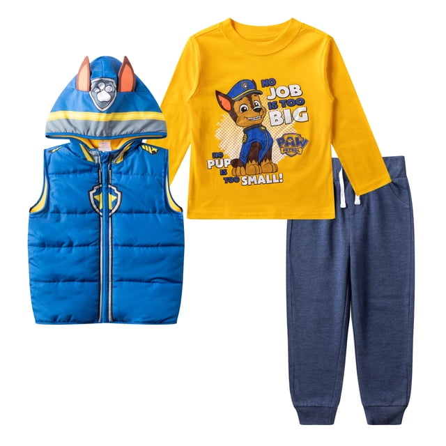 Conjunto de ropa Paw Patrol Nickelodeon para niños con chaleco y pantalones con capucha