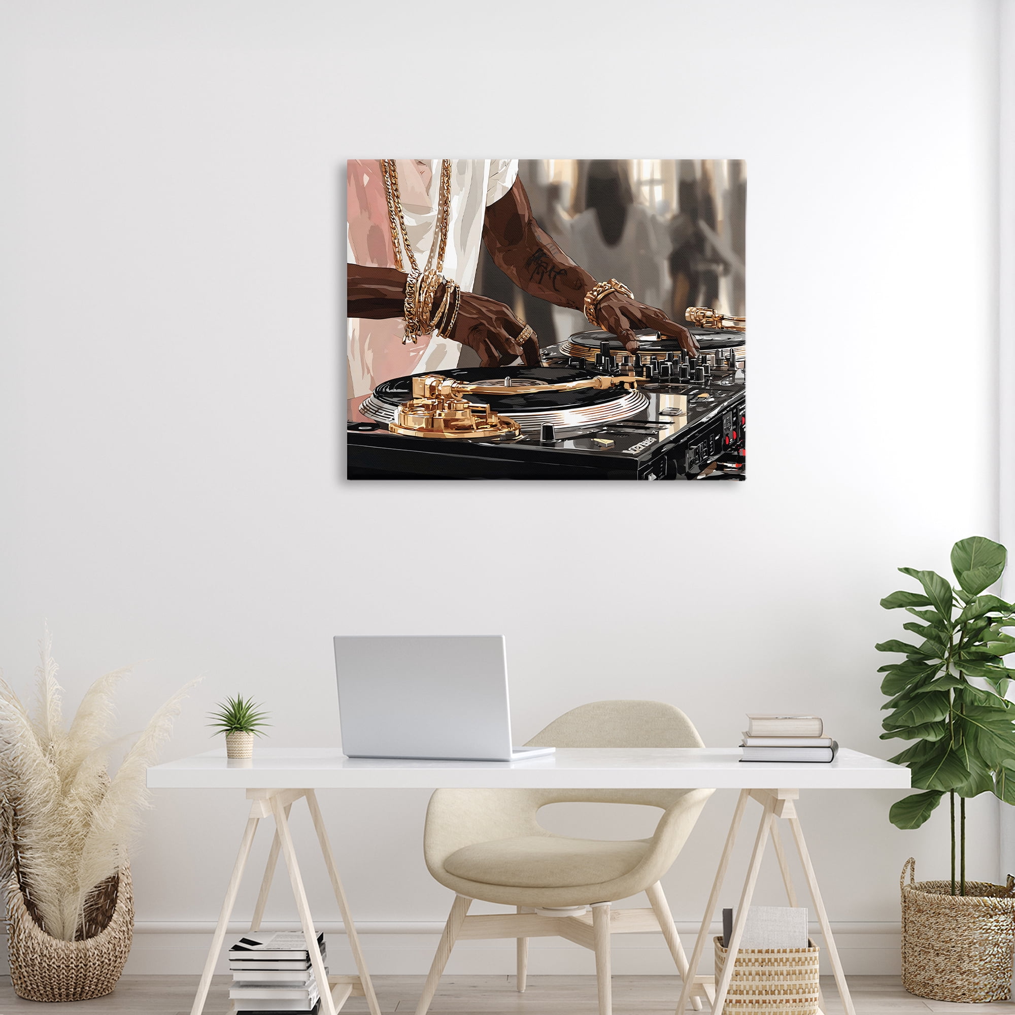 Stupell Industries Golden Sound DJ Turntables Canvas Wall Art, design by Franklyn Gregory