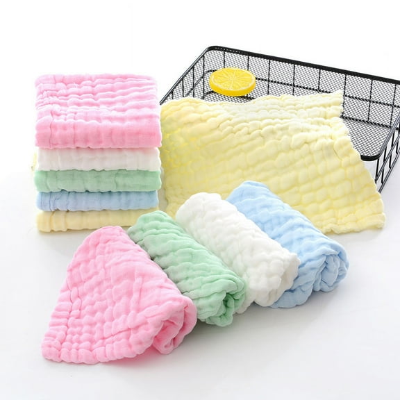 5Pack Baby Washcloths Muslin Cotton Baby Face Towels Wash Cloths Soft on Sensitive Skin Absorbent for Boys & Girls 12x12 inches